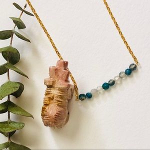 Kyanite Bar Gold Necklace